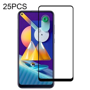 For Samsung Galaxy M11 25 PCS Full Glue Full Screen Tempered Glass Film