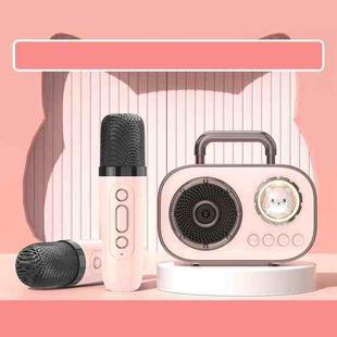 HiFi Bluetooth 5.3 Speaker Support FM, with 2 x Microphone(Pink)