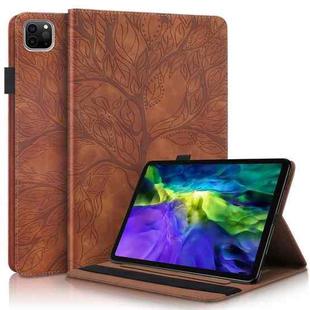 For iPad Pro 12.9 2022 / 2021 / 2020 Life Tree Series Horizontal Flip Leather Tablet Case(Brown)