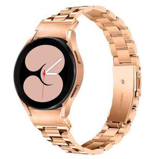 For Samsung Galaxy Watch 6 Quick Release Button Slim Three-bead Stainless Steel Watch Band(Rose Gold)