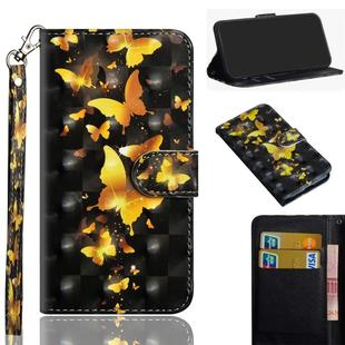 For Huawei P smart 2020 3D Painted Pattern Horizontal Flip TPU + PU Leather Case with Holder & Wallet & Card slot & Lanyard(Gold Butterfly)