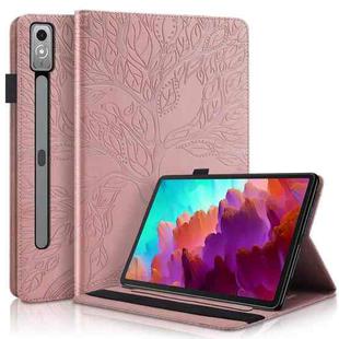 For Lenovo Tab P12 / Xiaoxin Pad Pro 12.7 2023 Life Tree Series Horizontal Flip Leather Tablet Case(Rose Gold)