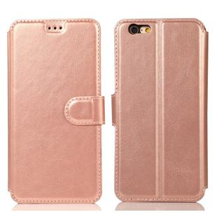For iPhone 6 / 6s Calf Texture Magnetic Buckle Horizontal Flip Leather Case with Holder & Card Slots & Wallet & Photo Frame(Rose Gold)