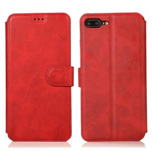 For iPhone 7 Plus / 8 Plus Calf Texture Magnetic Buckle Horizontal Flip Leather Case with Holder & Card Slots & Wallet & Photo Frame(Red)