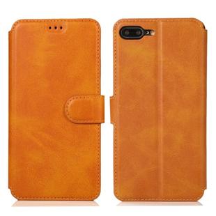 For iPhone 7 Plus / 8 Plus Calf Texture Magnetic Buckle Horizontal Flip Leather Case with Holder & Card Slots & Wallet & Photo Frame(Khaki)