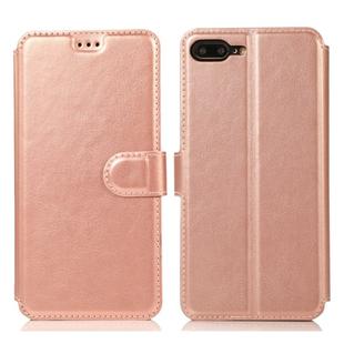 For iPhone 7 Plus / 8 Plus Calf Texture Magnetic Buckle Horizontal Flip Leather Case with Holder & Card Slots & Wallet & Photo Frame(Rose Gold)