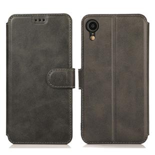 For iPhone XR Calf Texture Magnetic Buckle Horizontal Flip Leather Case with Holder & Card Slots & Wallet & Photo Frame(Black)