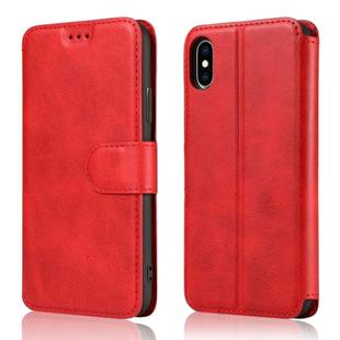 For iPhone XS Max Calf Texture Magnetic Buckle Horizontal Flip Leather Case with Holder & Card Slots & Wallet & Photo Frame(Red)