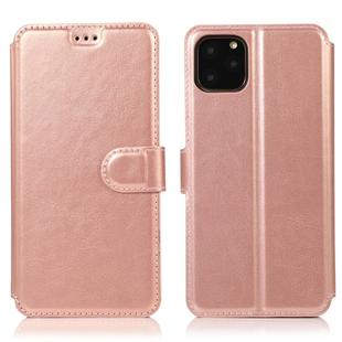 For iPhone 12 Pro Max Calf Texture Magnetic Buckle Horizontal Flip Leather Case with Holder & Card Slots & Wallet & Photo Frame(Rose Gold)