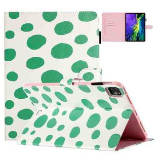 For iPad Pro 11.0 2022 / Air 10.9 2022 Dot Pattern Leather Smart Tablet Case(White Green Dot)
