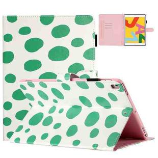 For iPad 10.2 2021 / 2020 / 10.5 2019 Dot Pattern Leather Smart Tablet Case(White Green Dot)