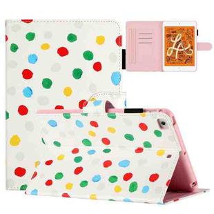 For iPad mini 5 / 4 / 3 / 2 / 1 Dot Pattern Leather Smart Tablet Case(White Colorful Dot)