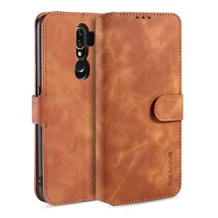 For OPPO A5 (2020) / A9 (2020) DG.MING Retro Oil Side Horizontal Flip Leather Case with Holder & Card Solt & Wallet(Brown)