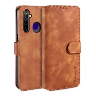 For OPPO Realme 5 Pro DG.MING Retro Oil Side Horizontal Flip Leather Case with Holder & Card Solt & Wallet(Brown)