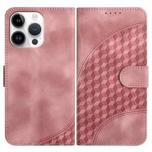 For iPhone 15 Pro Max YX0060 Elephant Head Embossed Phone Leather Case with Lanyard(Pink)