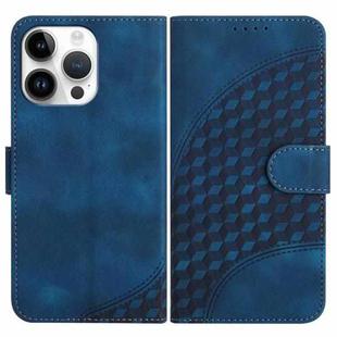 For iPhone 15 Pro Max YX0060 Elephant Head Embossed Phone Leather Case with Lanyard(Royal Blue)