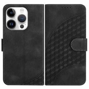 For iPhone 15 Pro YX0060 Elephant Head Embossed Phone Leather Case with Lanyard(Black)