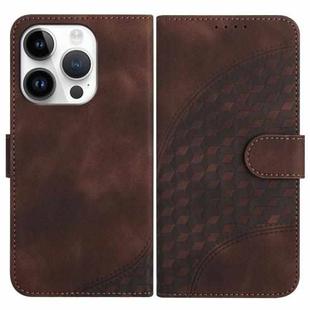 For iPhone 15 Pro YX0060 Elephant Head Embossed Phone Leather Case with Lanyard(Coffee)