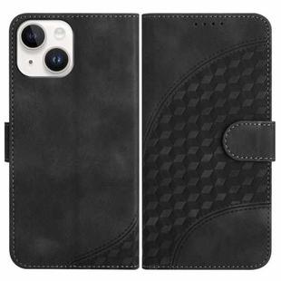 For iPhone 14 YX0060 Elephant Head Embossed Phone Leather Case with Lanyard(Black)