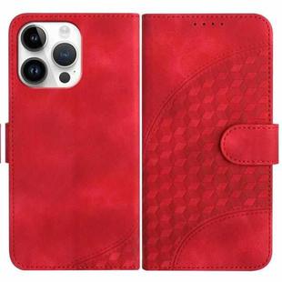 For iPhone 14 Pro Max YX0060 Elephant Head Embossed Phone Leather Case with Lanyard(Red)