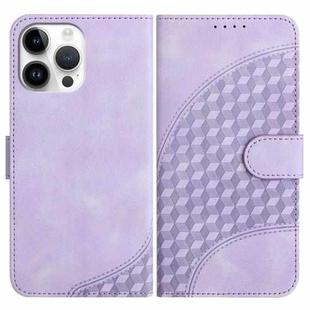 For iPhone 13 Pro Max YX0060 Elephant Head Embossed Phone Leather Case with Lanyard(Light Purple)