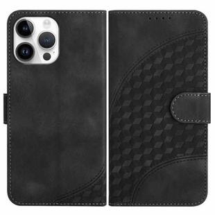 For iPhone 13 Pro Max YX0060 Elephant Head Embossed Phone Leather Case with Lanyard(Black)