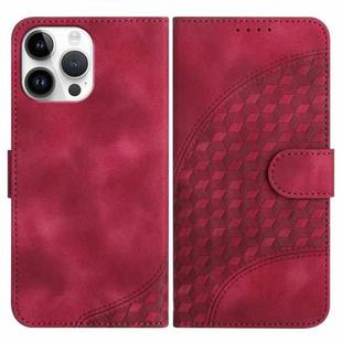 For iPhone 13 Pro Max YX0060 Elephant Head Embossed Phone Leather Case with Lanyard(Rose Red)