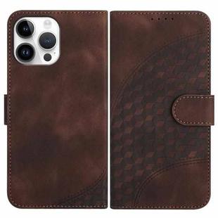 For iPhone 13 Pro Max YX0060 Elephant Head Embossed Phone Leather Case with Lanyard(Coffee)