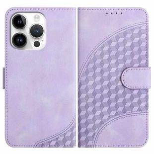For iPhone 13 Pro YX0060 Elephant Head Embossed Phone Leather Case with Lanyard(Light Purple)