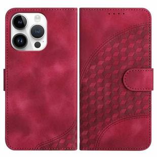 For iPhone 13 Pro YX0060 Elephant Head Embossed Phone Leather Case with Lanyard(Rose Red)