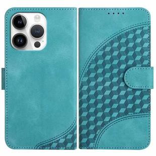 For iPhone 13 Pro YX0060 Elephant Head Embossed Phone Leather Case with Lanyard(Light Blue)