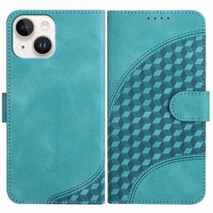 For iPhone 13 mini YX0060 Elephant Head Embossed Phone Leather Case with Lanyard(Light Blue)