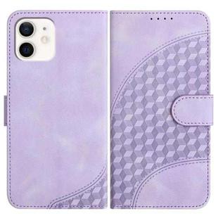 For iPhone 12/12 Pro YX0060 Elephant Head Embossed Phone Leather Case with Lanyard(Light Purple)