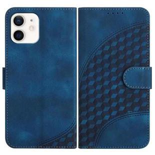 For iPhone 12 mini YX0060 Elephant Head Embossed Phone Leather Case with Lanyard(Royal Blue)