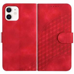 For iPhone 12 mini YX0060 Elephant Head Embossed Phone Leather Case with Lanyard(Red)