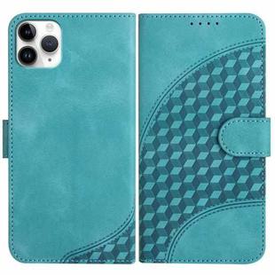 For iPhone 11 Pro Max YX0060 Elephant Head Embossed Phone Leather Case with Lanyard(Light Blue)