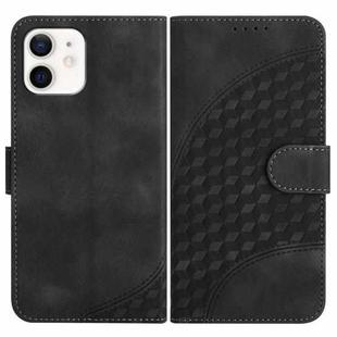 For iPhone 11 YX0060 Elephant Head Embossed Phone Leather Case with Lanyard(Black)