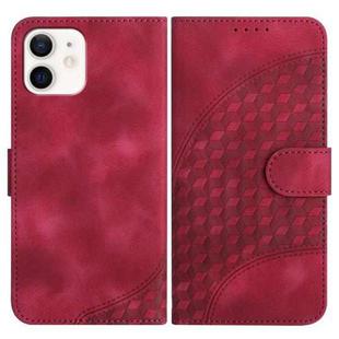 For iPhone 11 YX0060 Elephant Head Embossed Phone Leather Case with Lanyard(Rose Red)