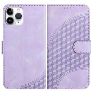 For iPhone 11 Pro YX0060 Elephant Head Embossed Phone Leather Case with Lanyard(Light Purple)
