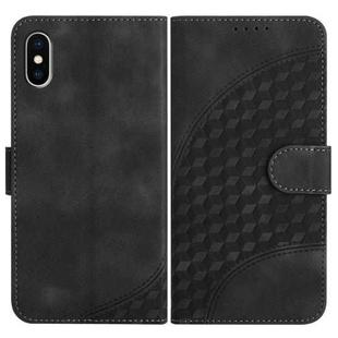 For iPhone XS / X YX0060 Elephant Head Embossed Phone Leather Case with Lanyard(Black)