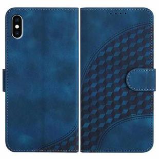 For iPhone XS Max YX0060 Elephant Head Embossed Phone Leather Case with Lanyard(Royal Blue)