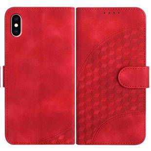 For iPhone XS Max YX0060 Elephant Head Embossed Phone Leather Case with Lanyard(Red)