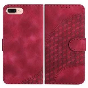 For iPhone 8 Plus / 7 Plus YX0060 Elephant Head Embossed Phone Leather Case with Lanyard(Rose Red)