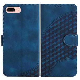 For iPhone 8 Plus / 7 Plus YX0060 Elephant Head Embossed Phone Leather Case with Lanyard(Royal Blue)