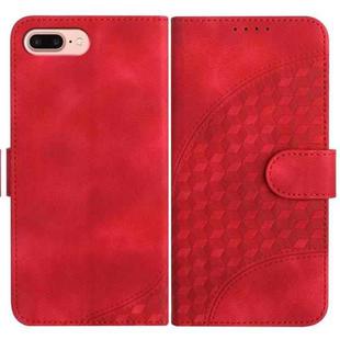 For iPhone 8 Plus / 7 Plus YX0060 Elephant Head Embossed Phone Leather Case with Lanyard(Red)