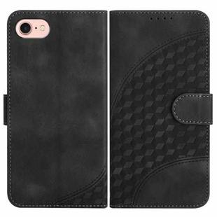 For iPhone SE 2022/SE 2020/6/7/8 YX0060 Elephant Head Embossed Phone Leather Case with Lanyard(Black)