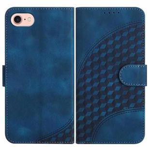 For iPhone SE 2022/SE 2020/6/7/8 YX0060 Elephant Head Embossed Phone Leather Case with Lanyard(Royal Blue)