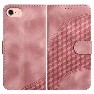 For iPhone SE 2024 YX0060 Elephant Head Embossed Phone Leather Case with Lanyard(Pink)