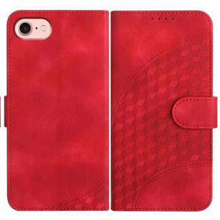 For iPhone SE 2024 YX0060 Elephant Head Embossed Phone Leather Case with Lanyard(Red)