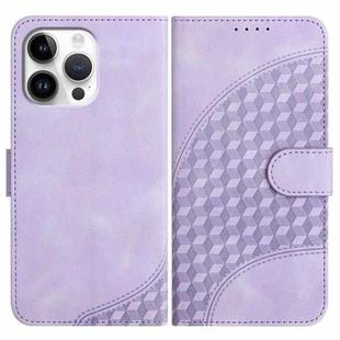 For iPhone 16 Pro Max YX0060 Elephant Head Embossed Phone Leather Case with Lanyard(Light Purple)